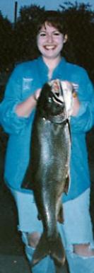 amy with lake trout